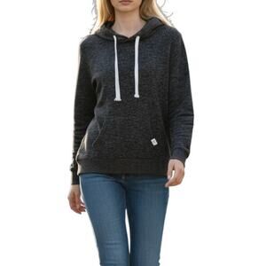 Reflex Women's Hoodie Knit Sweatshirt L Black Speckled Heather Long Sleeve J416